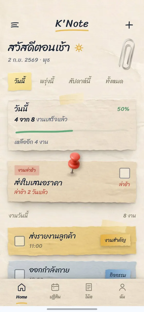 หน้า Home ของคุณโน้ต